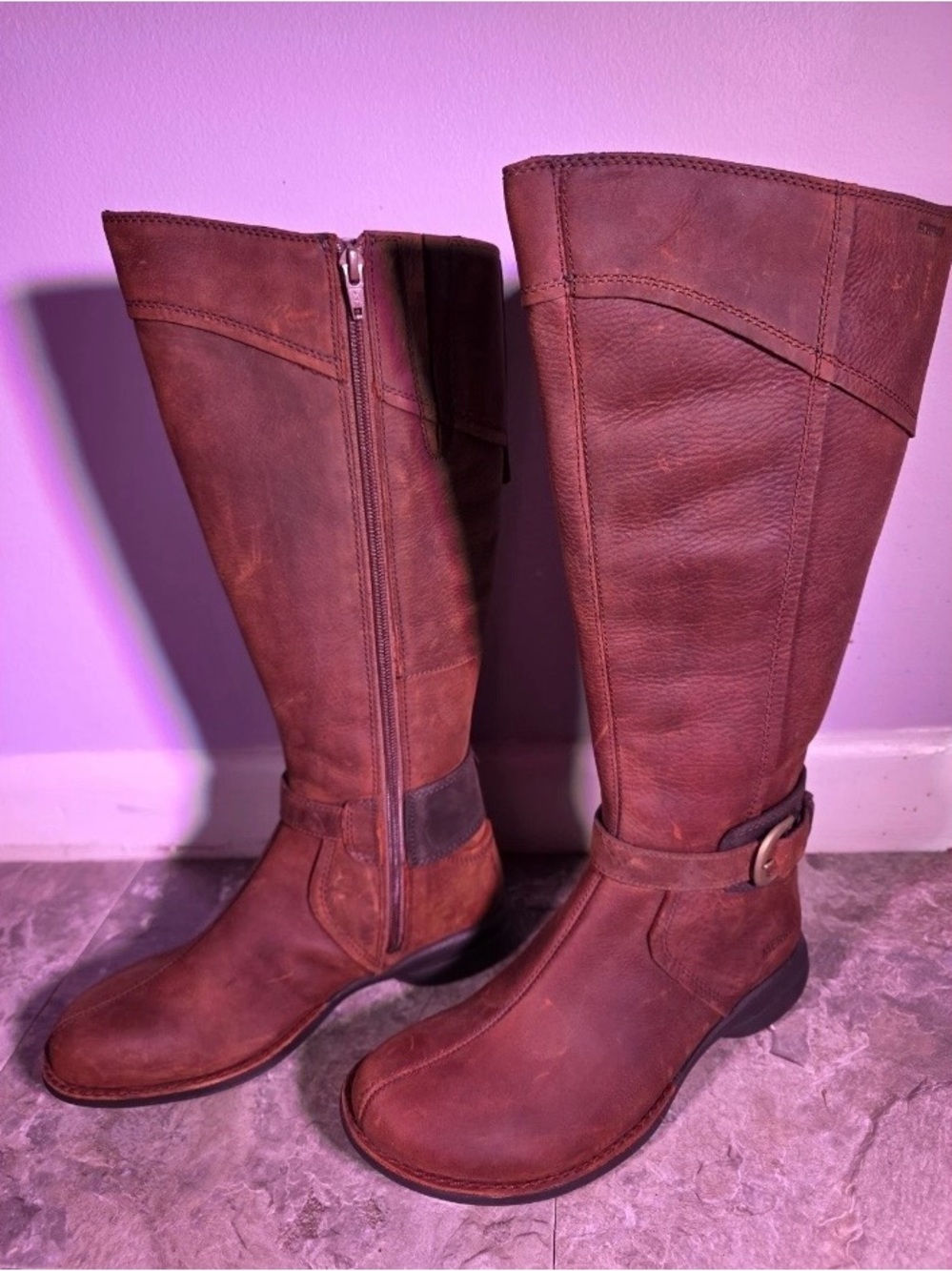 New Merrell Captiva Launch Sz 7 Brown Leather Riding Waterproof Boots Zip